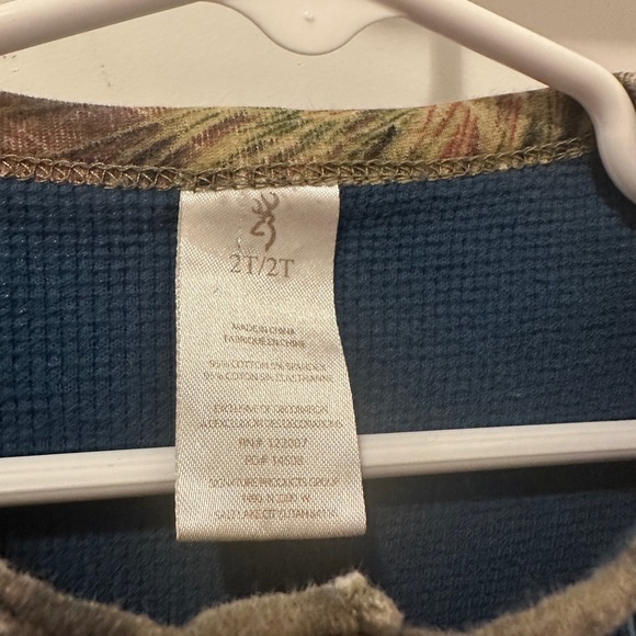 Browning Toddler Blue Camo Waffle Long Sleeve T-shirt Size 2T - Picture 8 of 9